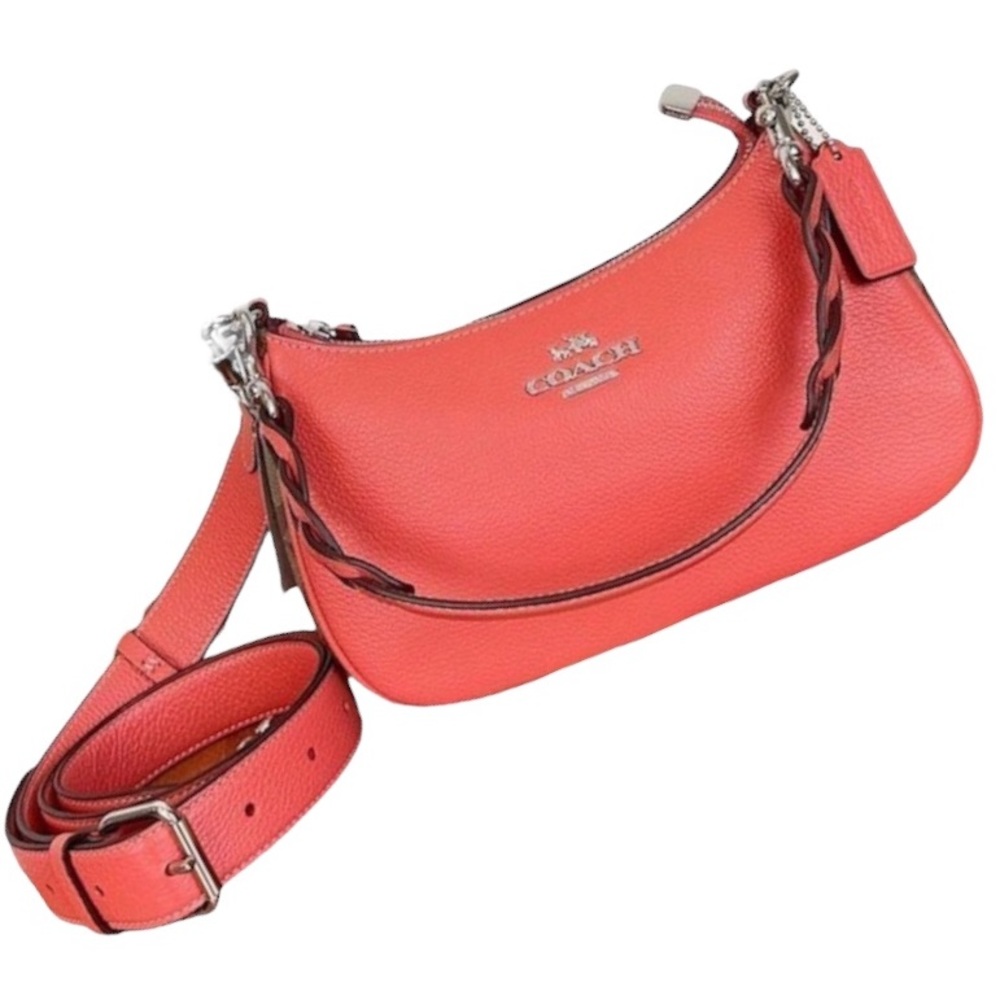 🆕 COACH Teri Shoulder/Crossbody in Silver/Khaki/Tangerine HOT ITEM! - Picture 6 of 16